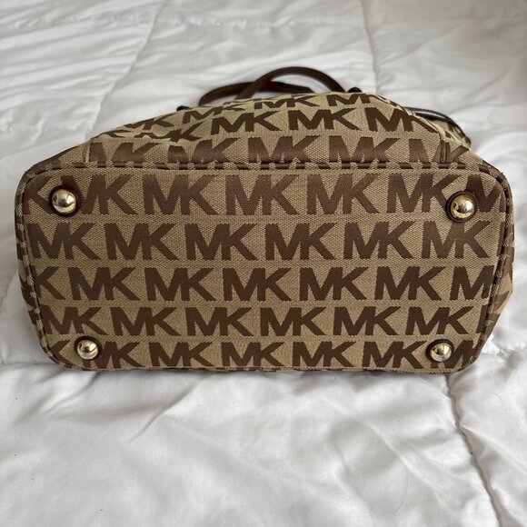 MICHAEL Michael Kors Brown Signature Logo Tote Leather Straps Shoulder Bag - Picture 5 of 14